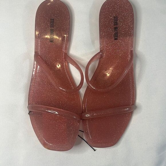 Steve Madden Women’s Pike Pink Glitter Jelly Flat Slide Sandals Size 8 - Picture 2 of 6